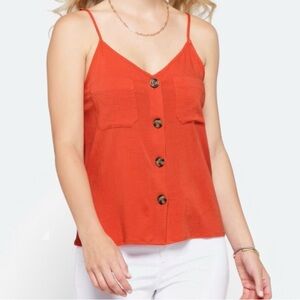 Women's Orange Button-Front Cami Top